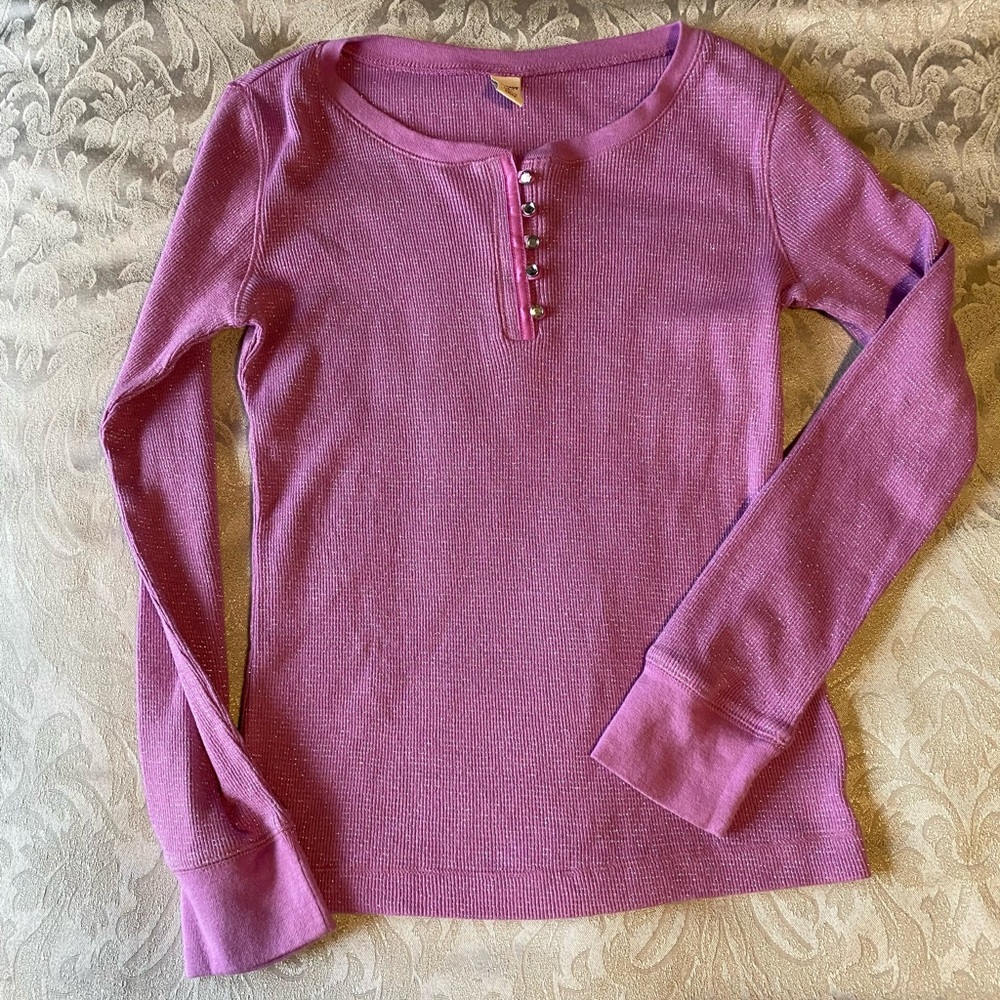 Old Navy Girls Purple Long Sleeve Henley Top
